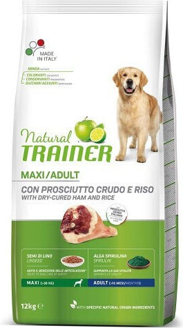 Natural Trainer Maxi Adult Prosciutto 12kg Dry Food for Adult Large Breed Dogs with Prosciutto