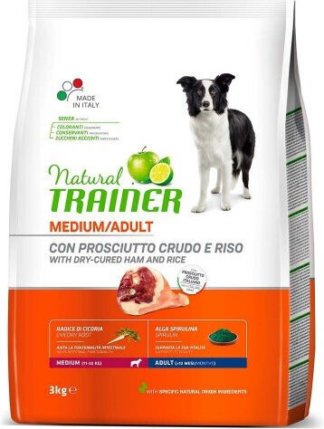 Natural Trainer Adult Medium 3kg Dry Food for Adult Medium Breed Dogs with Prosciutto