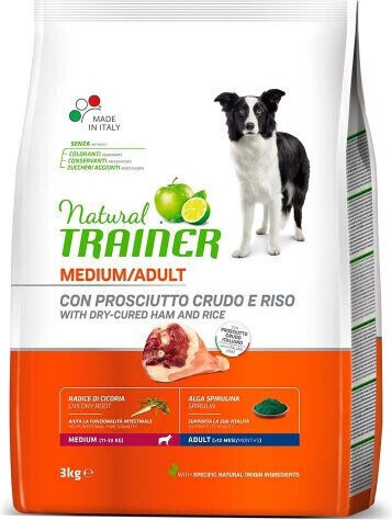 Natural Trainer Adult Medium 3kg Ξηρά Τροφή για Ενήλικους Σκύλους Μεσαίων Φυλών με Προσούτο