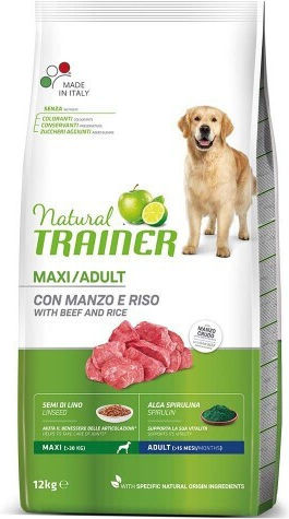 Natural Trainer Adult Maxi 12kg Dry Food for Adult Large Breed Dogs with Rice and Calf