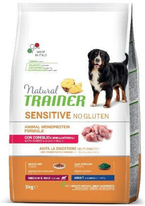 Natural Trainer Sensitive Plus Adult Medium & Maxi 3kg Dry Food Gluten-Free for Adult Medium & Large Breed Dogs with Rabbit