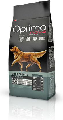 Optimanova Adult Obesity 12kg Dry Food Diet, Grain-Free for Adult Dogs with Chicken and Rice