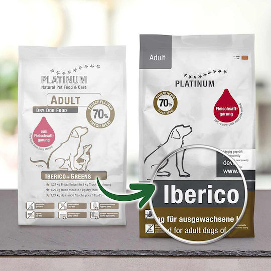 Platinum Pet Food & Care Adult Iberico & Greens 1.5kg Dry Food Grain-Free for Adult Neutered Dogs with Meat and Vegetables