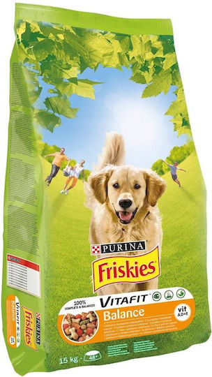 Purina Friskies Vitafit Balance 15kg Dry Food for Adult Dogs with Chicken and Vegetables