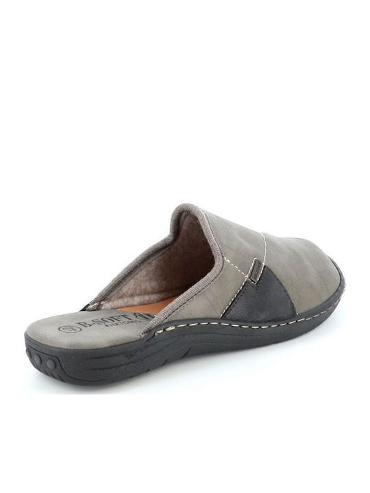 Men's Leather Slippers Gray