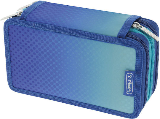 Herlitz Triple Pencil Case Filled 31pcs Dip Dye Blue Turquoise