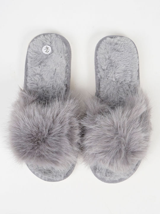 Piazza Shoes Winter Women's Slippers with fur in Gray color