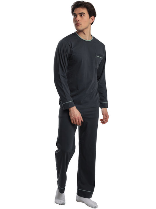 Dreams by Joyce Men's Winter Cotton Pajamas Set Charcoal