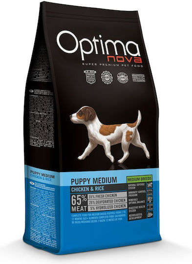 Optimanova 2kg Dry Food Grain-Free for Medium Breed Puppies with Chicken and Rice