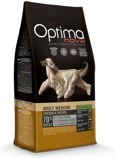 Optimanova Adult Medium 2kg Dry Food Grain-Free for Adult Medium Breed Dogs with Chicken and Potatoes