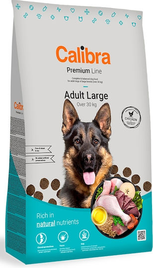 Calibra Premium Adult Large 12kg Trockenfutter ohne Getreide & Gluten für erwachsene Hunde großer Rassen mit Huhn, Mais, Geflügel, Apfel, Leber und Lachs