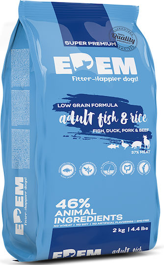 Eden 2кг Суха Храна за Възрастни Кучета с Риба и Ориз