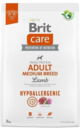 Brit Care Adult Medium Breed 12kg Ξηρά Τροφή χωρίς Σιτηρά για Ενήλικους Σκύλους Μεσαίων Φυλών με Αρνί και Ρύζι