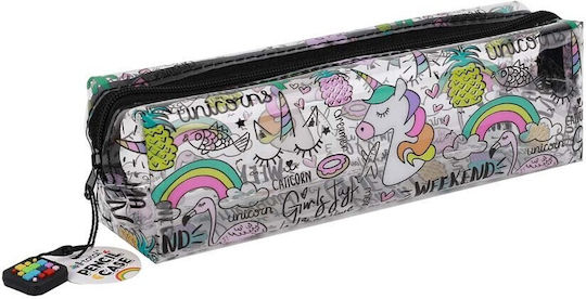 Total Gift Unicorn Transparent Κασετίνα Βαρελάκι Πολύχρωμη