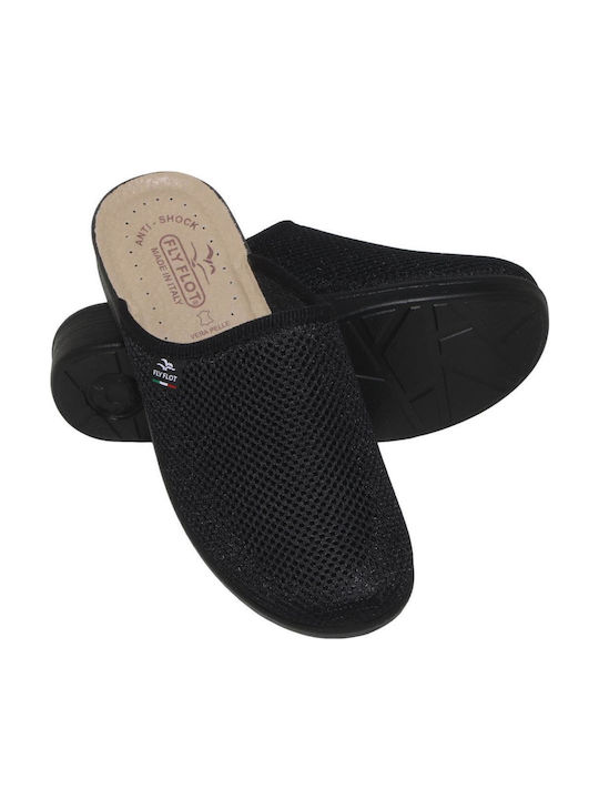 Fly Flot Femei Din piele Anatomici Sabot Negre