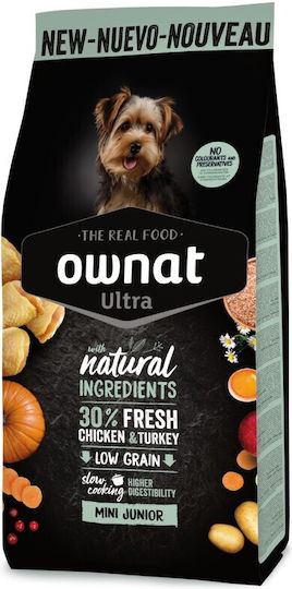 Ownat Ultra Low Grain MIni 3kg Dry Food with Few Grains for Small Breed Puppies with Chicken and Vegetables