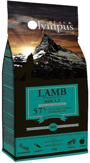 Black Olympus Adult Holistic 2kg Dry Food Gluten-Free, with Few Grains for Adult Dogs with Lamb and Brown rice