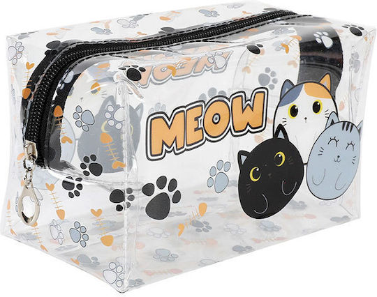 I-Total Cats Pencil Case with 1 Compartment Black