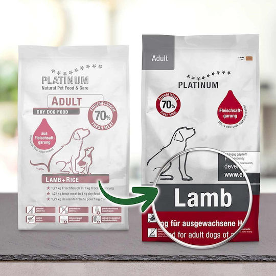 Platinum Pet Food & Care Dry Dog Food 1.5kg Dry Food Gluten-Free for Adult Neutered Dogs with Lamb and Rice