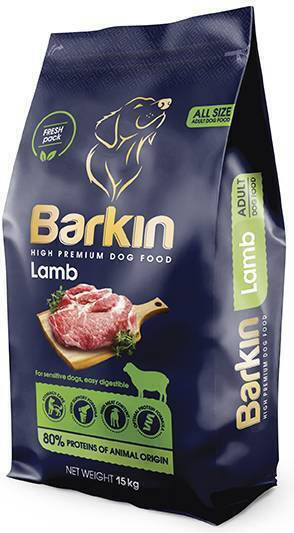 Barkin Premium 15kg Dry Food for Adult Dogs with Lamb