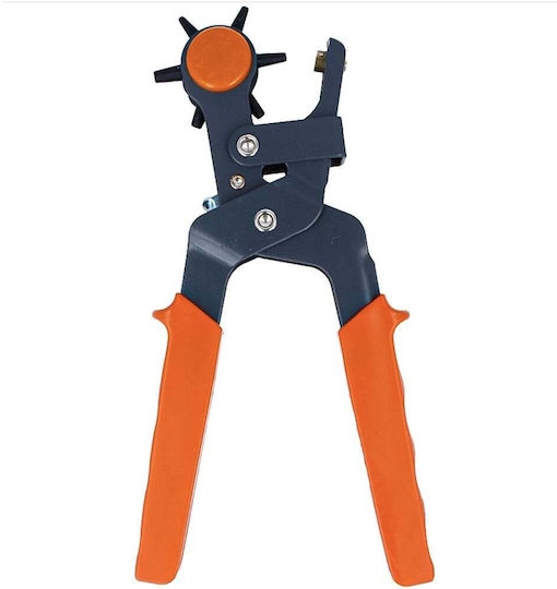Pufo Rotating Hole Punch Pliers 6 Heads Punching Belts Orange Black