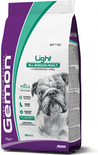 Monge Gemon All Breeds Adult Light 3kg Dry Food Diet for Adult Dogs with Chicken