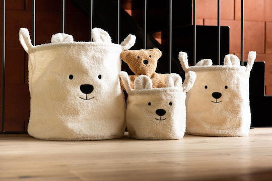 Set 3 coșuri de depozitare Childhome Teddy albe