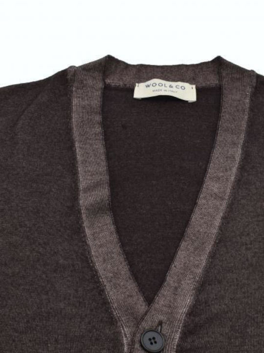 Wool & Co Men's Knitted Cardigan Brown