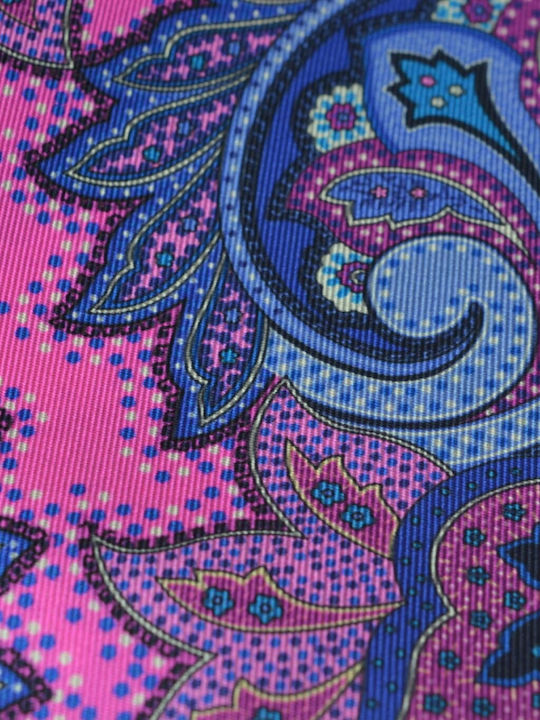 Eșarfă din mătase roz cu model paisley lățime 33 cm Eșarfă din mătase roz cu model paisley lățime 33 cm