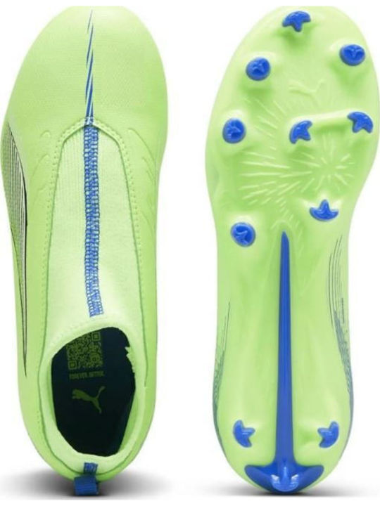 Jr Ultra 5 Match+ Ll Fg Ag Kids Molded Soccer Shoes with Sock without Laces Green