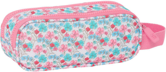 Double Pencil Case Moos Flowers Multicolored 21 X 8 X 6 Cm