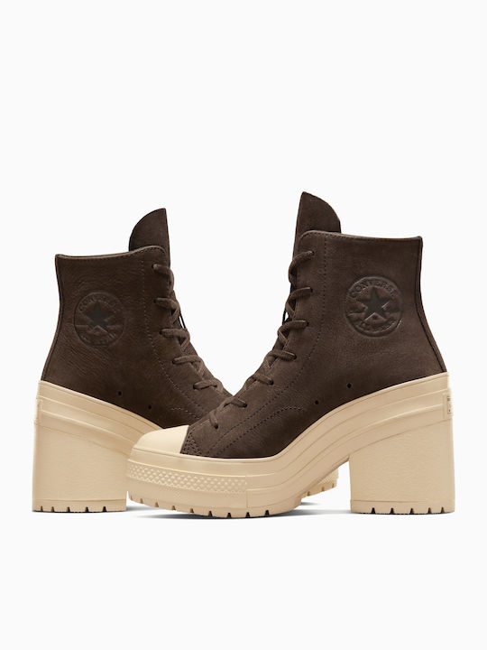 Chuck 70 De Luxe Δερμάτινα Γυναικεία Μποτάκια Coffee