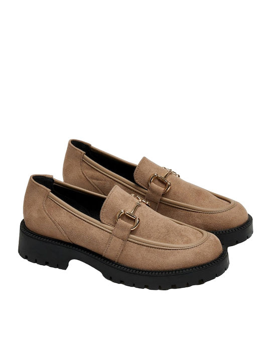 Suede Damen Mokassins in Braune Farbe