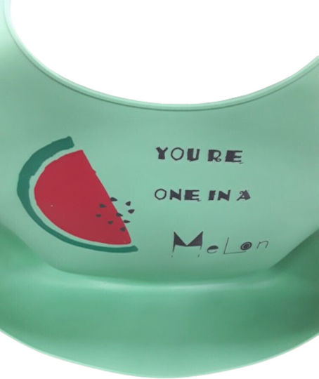 Beboulino Αδιάβροχη Σαλιάρα Σιλικόνης με Τσέπη Green One Melon