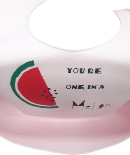 Beboulino Waterproof Bib Silicone with Pocket Pink One Melon