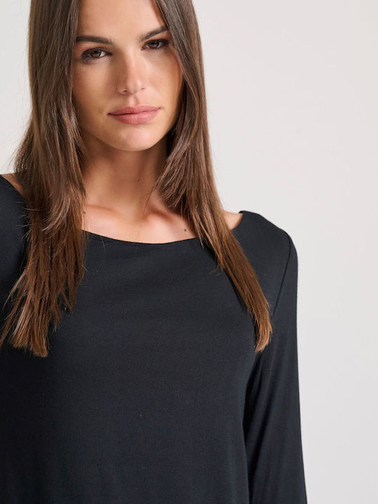 Damen Sport Bluse Langärmelig Schwarz