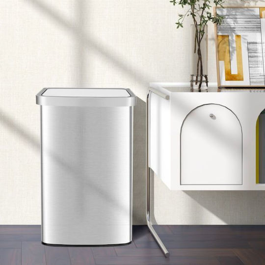 Costway Waste Bin Made of Stainless Steel with Sensor Grey 50lt
