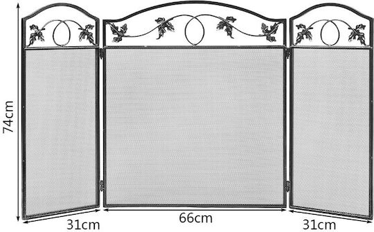 Costway Μεταλλικό Προστατευτικό Τζακιού 127x73.5cm Γκρι