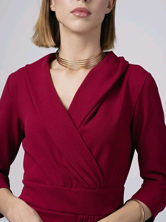 Midi Abendkleid Wickel Burgunder