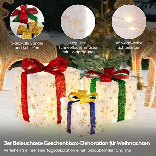 Costway Illuminated Christmas Fabric Figure Box White 3pcs