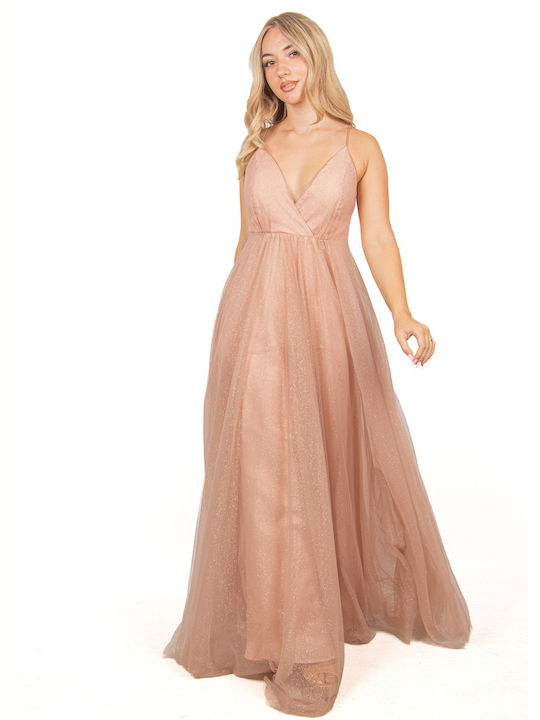 Elegant Wrap Tulle Dress Pink