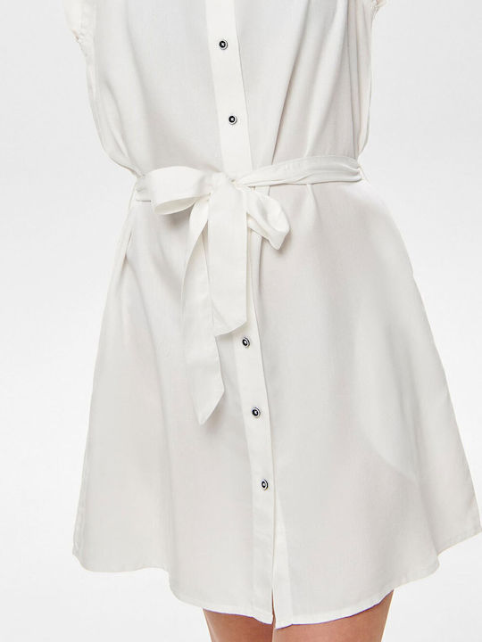 Summer Mini Shirt Dress Ecru