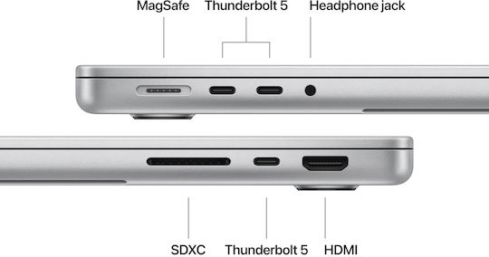Apple MacBook Pro 2024 14,2 Zoll Retina Display 120Hz M4 Pro 12-Kern 24GB 512GB SSD 16-Kern GPU mit Ladegerät 70W Silber GR Tastatur