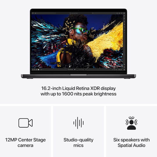 Apple MacBook Pro (2024) 16.2" Retina Display 120Hz (M4 Max-14-Core/36GB/1TB SSD/32-Core GPU) με Φορτιστή 140W Space Black (GR Keyboard)