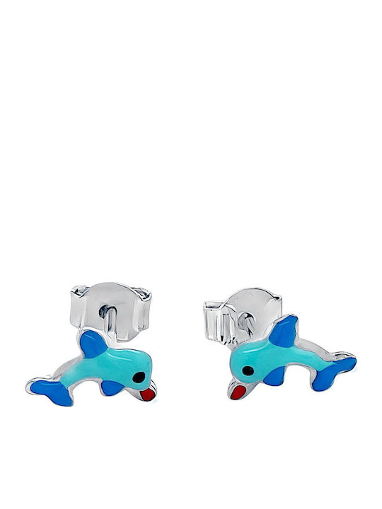 Cercei pentru copii Delfini Argint Email Ear_5619