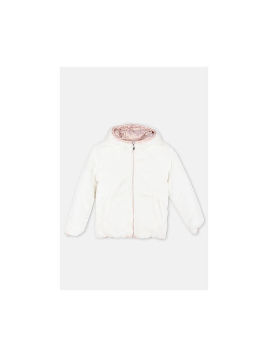 Joyce Kids Quilted Jacket Double Sided Pink/White