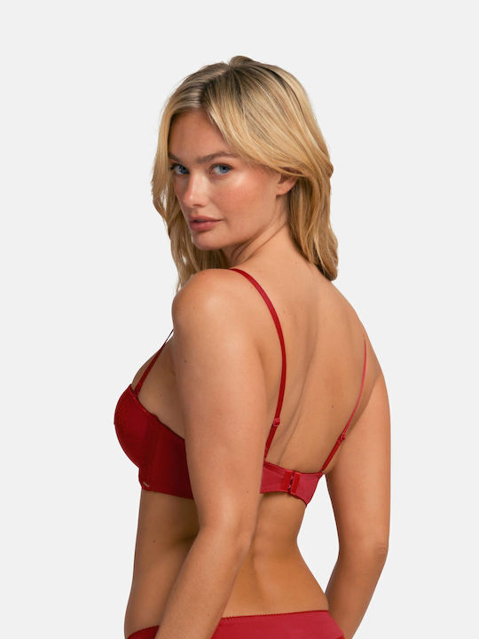 Κόκκινο Strapless Σουτιέν με Ελαφριά Ενίσχυση & Μπανέλες
