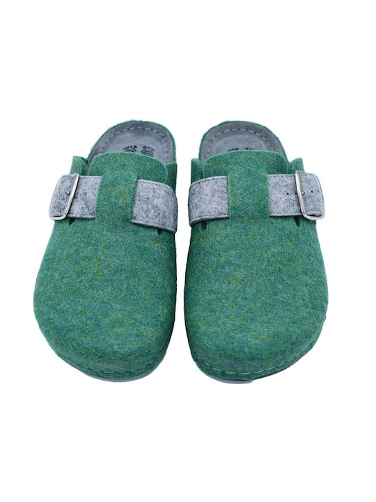 Sunny Sandals Anatomical Leather Women's Slippers in Green color