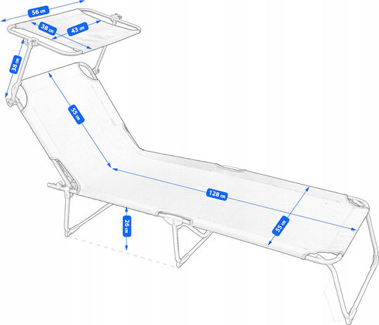 Jumi Foldable Aluminum Beach Sunbed Gray with Shader 43x38cm