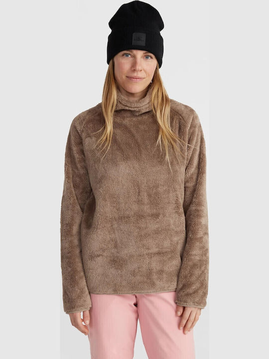 Winter Women's Fleece Blouse Long Sleeve Brown